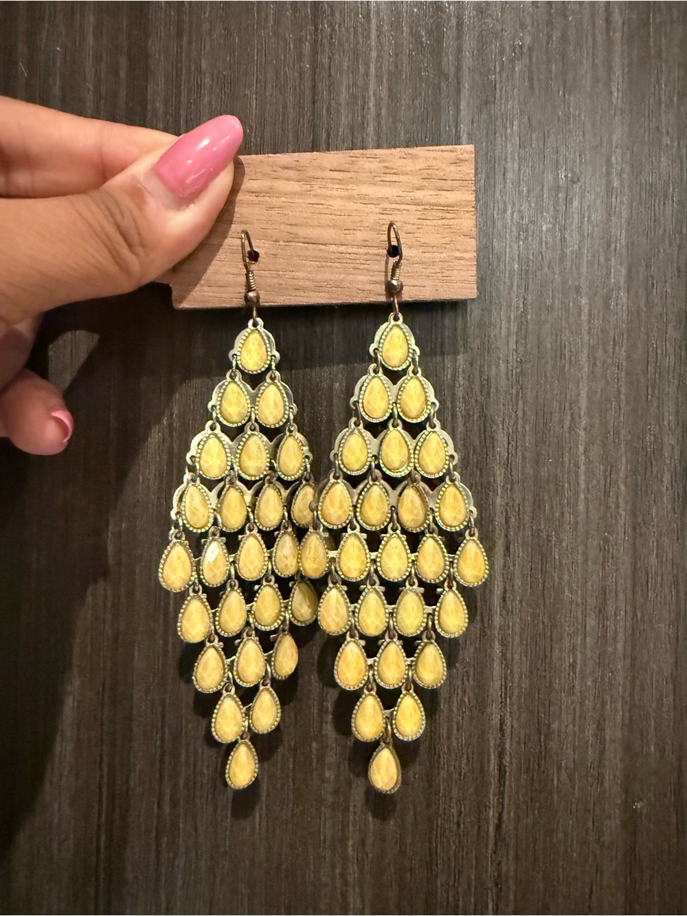 Yellow Teardrop Cascade Earrings